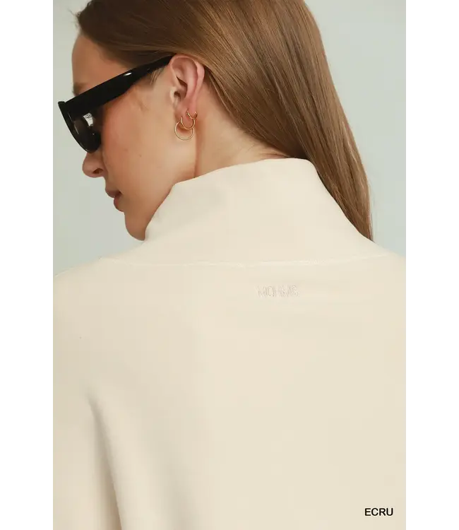 Lisa Ecru Turtle Neck Fleece Pullover