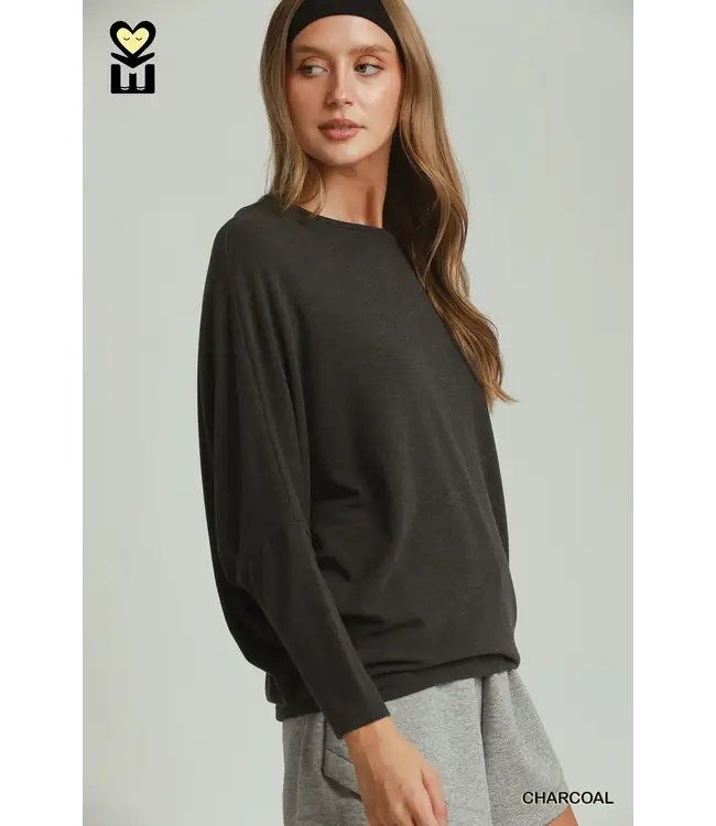 Vivi Charcoal Batwing Top