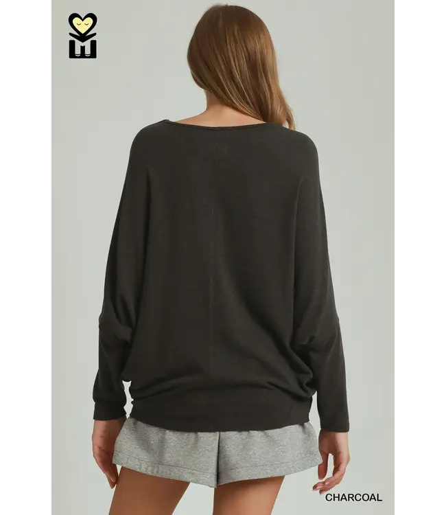 Vivi Charcoal Batwing Top