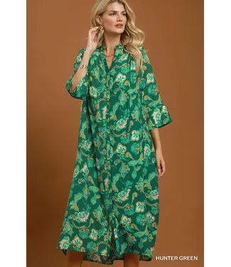 Ashland Hunter Green Paisley Maxi Dress