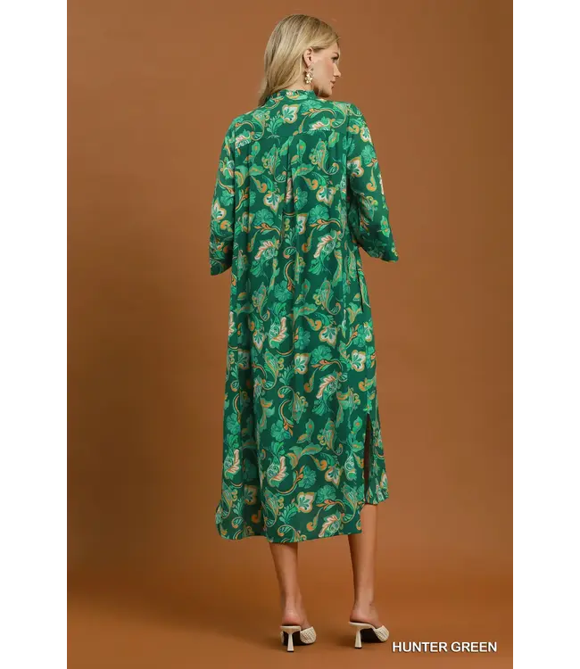 Ashland Hunter Green Paisley Maxi Dress