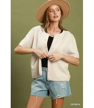 Barb Oatmeal Knit Cardigan Top