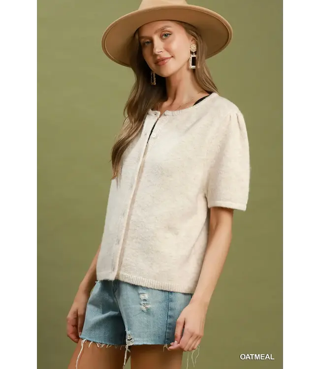 Barb Oatmeal Knit Cardigan Top