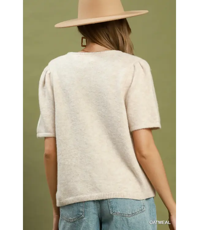Barb Oatmeal Knit Cardigan Top