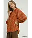 Nancy Terracotta Textured Leaf Jacquard Peasant Top