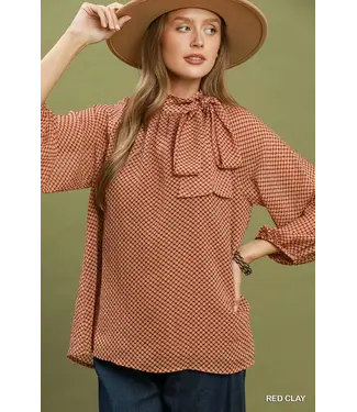 Hayden Red Clay Dot Print Top