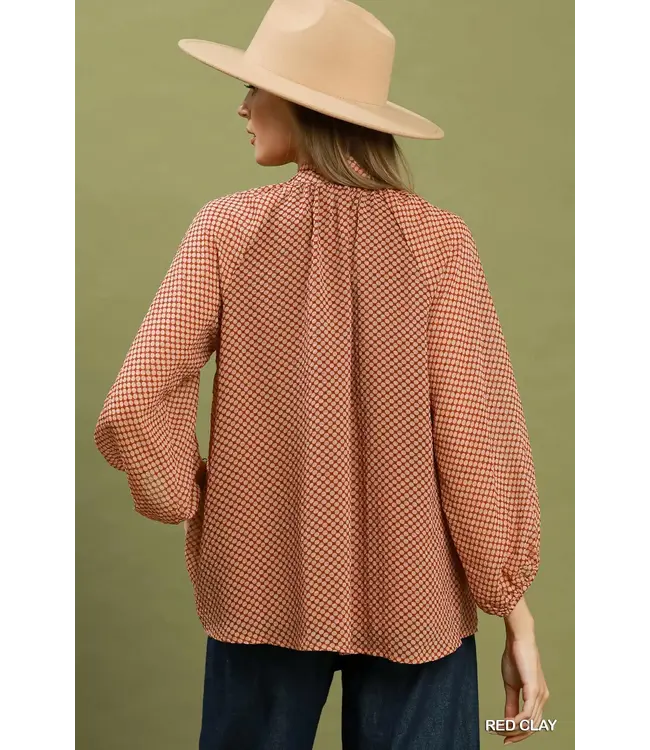 Hayden Red Clay Dot Print Top
