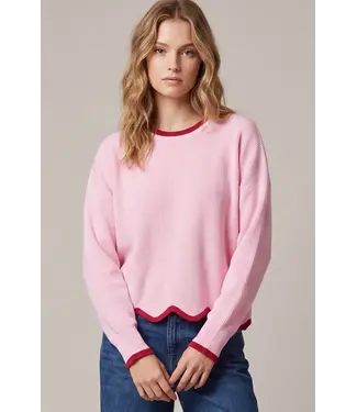 SHE + SKY Barbara Pink Scallop Sweater
