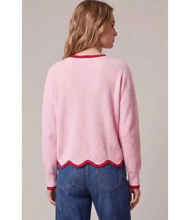 Barbara Pink Scallop Sweater