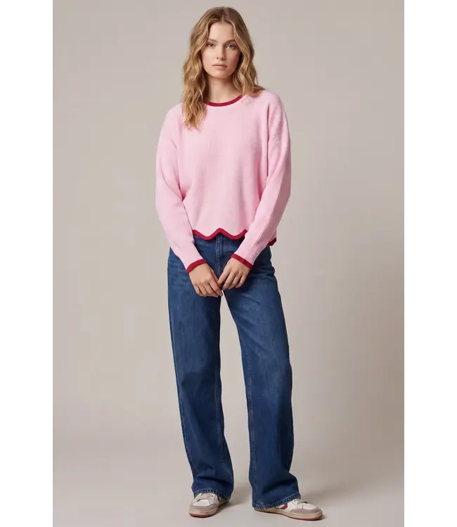 Barbara Pink Scallop Sweater