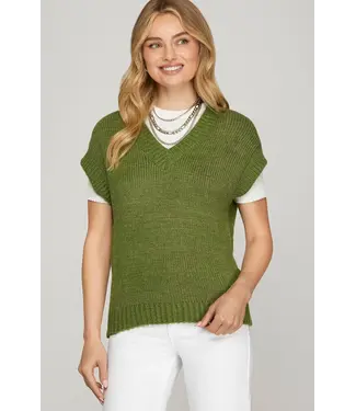 SHE + SKY Mellony Olive Sweater Vest Top