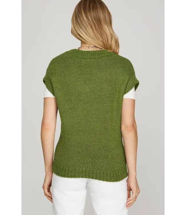 Mellony Olive Sweater Vest Top