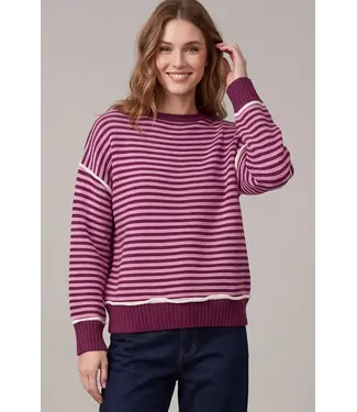 SHE + SKY Pearl Magenta Striped Sweater
