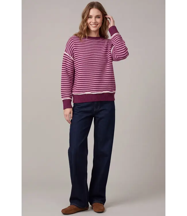 Pearl Magenta Striped Sweater