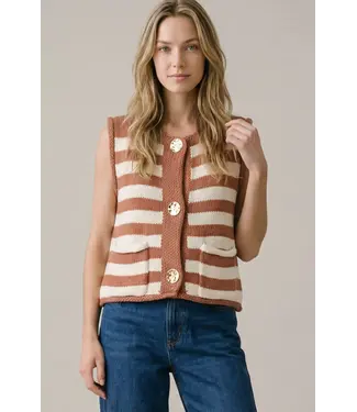 SHE + SKY Shirley Cinnamon Striped Sweater Vest