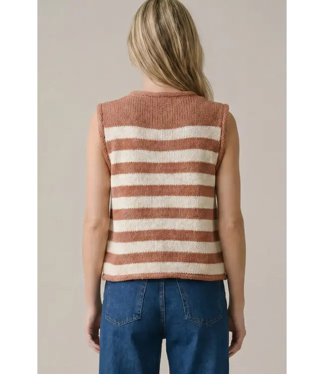 Shirley Cinnamon Striped Sweater Vest
