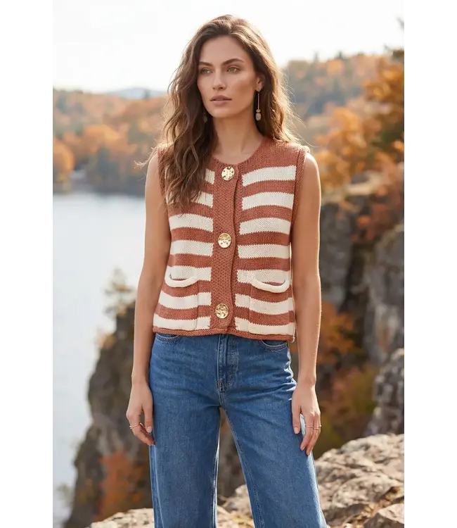 Shirley Cinnamon Striped Sweater Vest