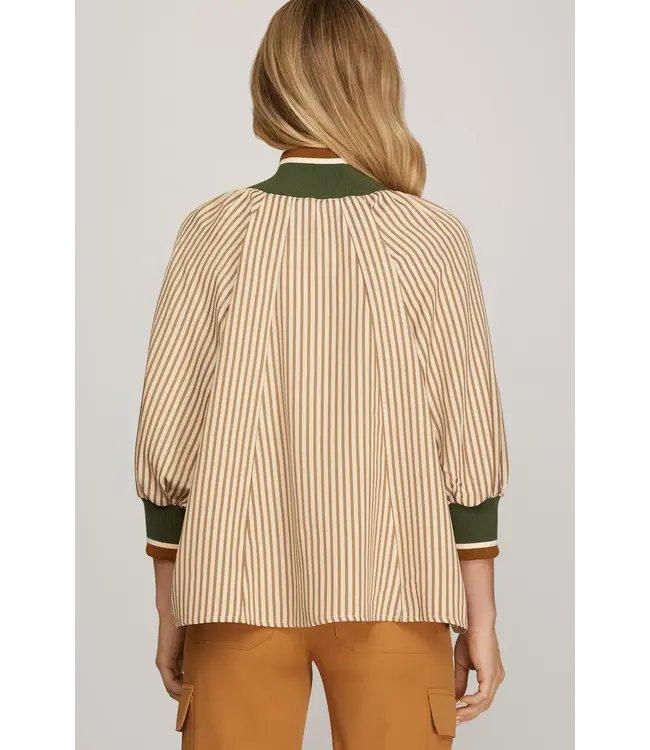 Carson Taupe Striped Top