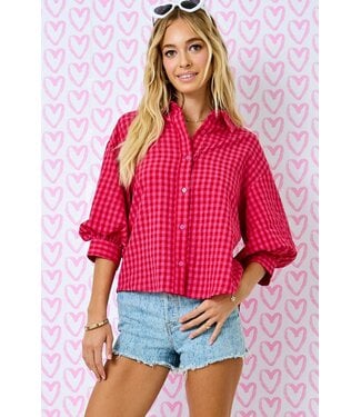 Day+Moon Cissy Pink Gingham Bubble Top
