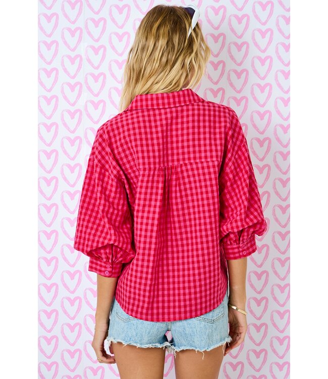 Cissy Pink Gingham Bubble Top