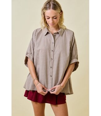 Day+Moon Shea Checkered Seersucker Oversized Top