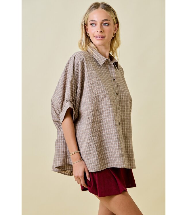 Shea Checkered Seersucker Oversized Top