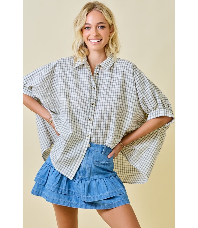 Shea Checkered Seersucker Oversized Top