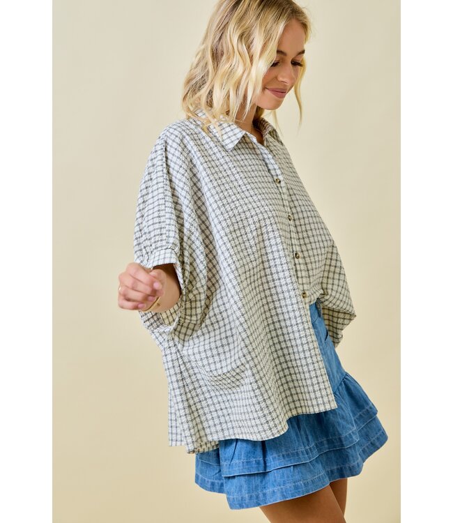 Shea Checkered Seersucker Oversized Top