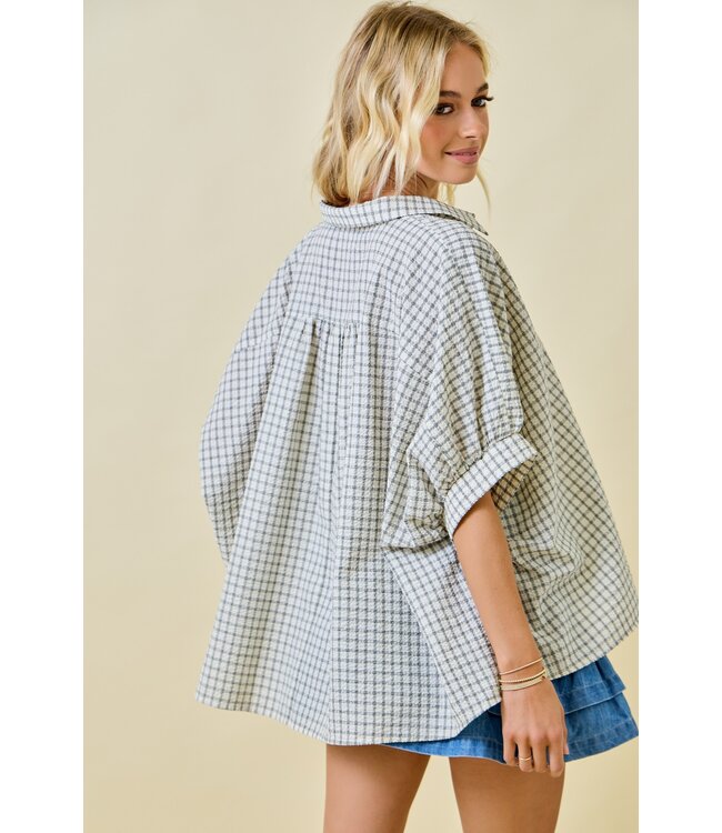 Shea Checkered Seersucker Oversized Top