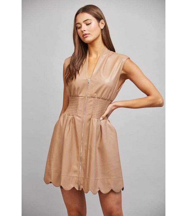 Erin Latte Faux Leather Dress