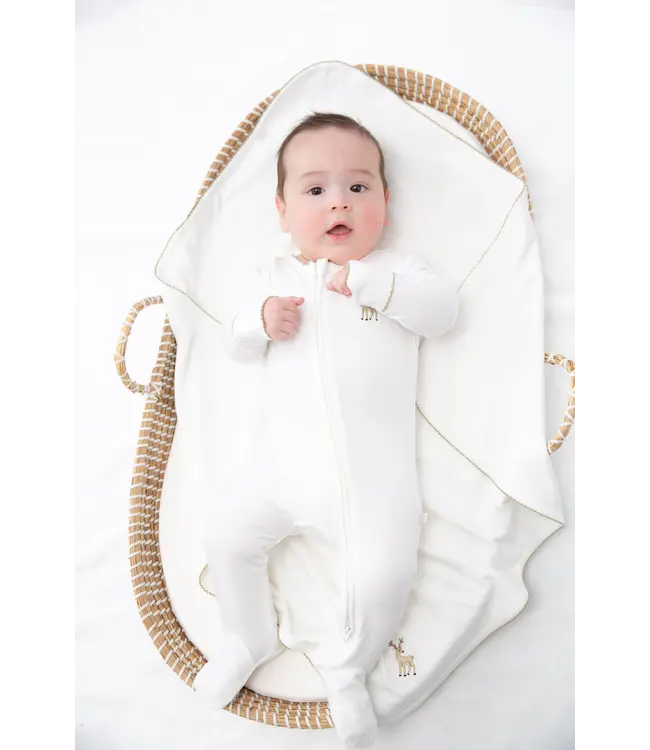 Deer Pip Embroidered Zip Romper