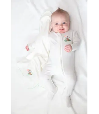 goosies Golf Dog Pip Embroidered Zip Romper