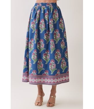 TCEC Jaylene Navy Floral Maxi Skirt