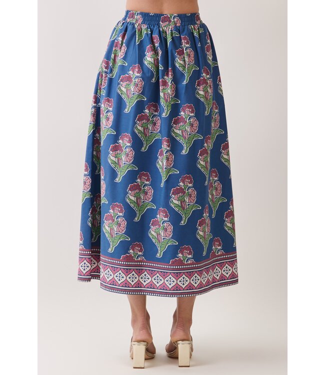 Jaylene Navy Floral Maxi Skirt
