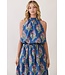 Jaylene Navy Floral Halter Top