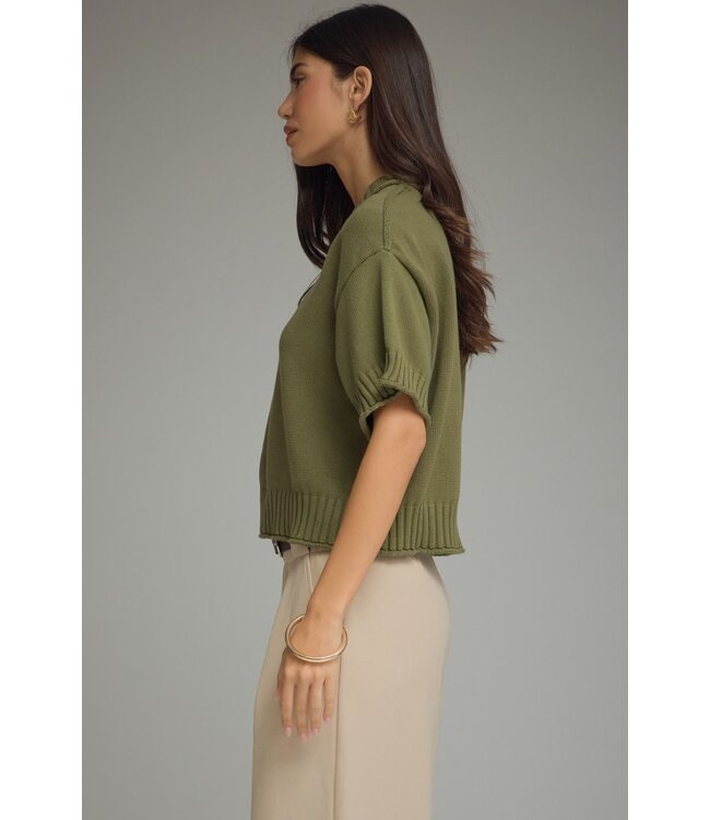Renee Olive Knit Top