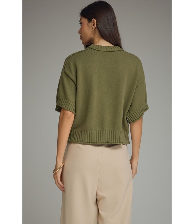 Renee Olive Knit Top