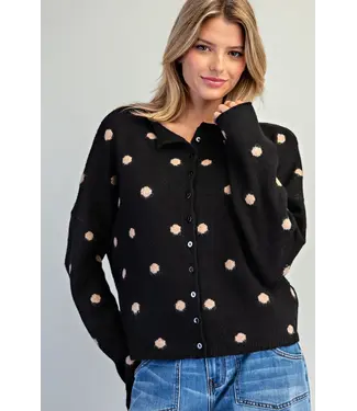 ee:some Nicole Black Polka Dot Cardigan