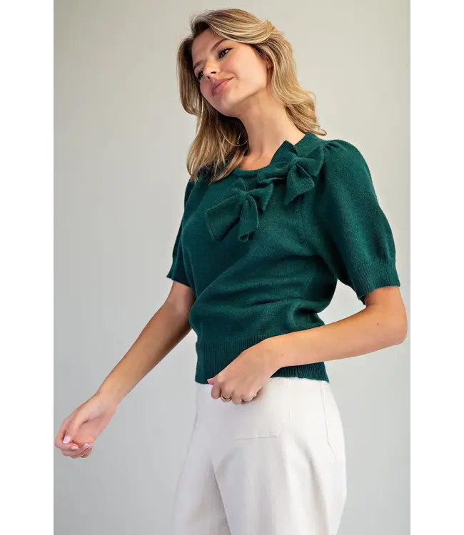Yvette Hunter Green Bow Sweater