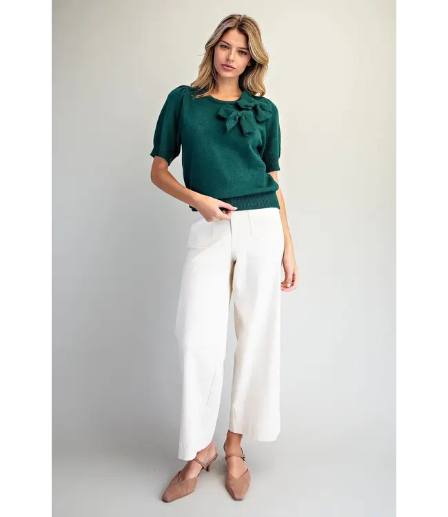 Yvette Hunter Green Bow Sweater
