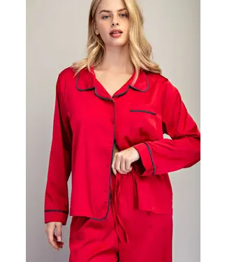 ee:some Katie Sangria Satin Lounge Top