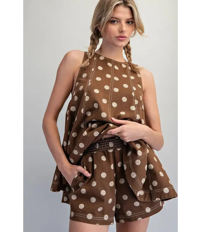 Peyton Mocha Mousse Polka Dot Shorts