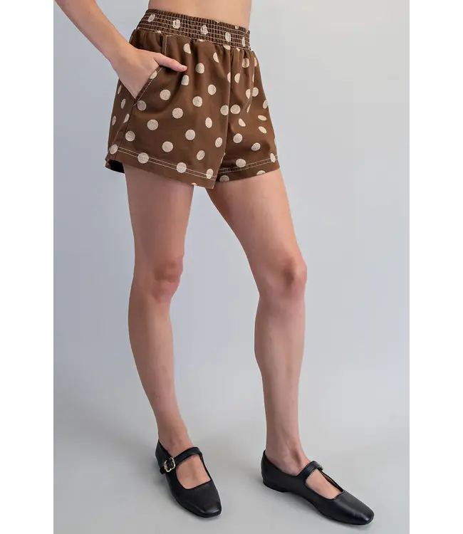 Peyton Mocha Mousse Polka Dot Shorts