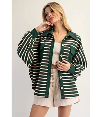 ee:some Kerri Evergreen Striped Knit Shacket