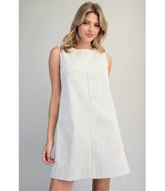 ee:some Jonie Off White Pinstriped Dress