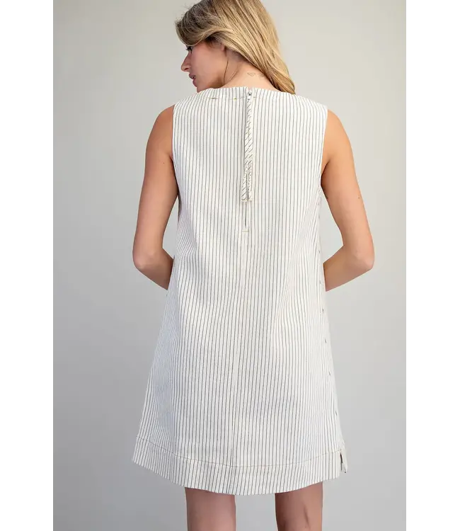 Jonie Off White Pinstriped Dress