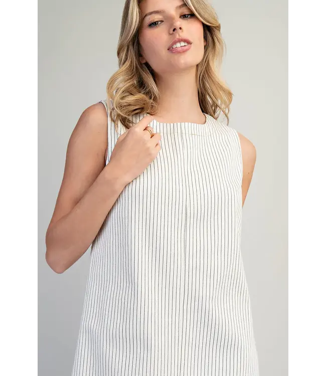 Jonie Off White Pinstriped Dress