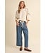 Serenity Denim Polka Dot Wide Leg Cropped Pants