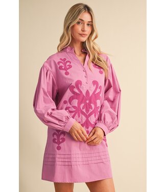 Merci Holly Orchid Bloom Embroidered Applique Dress