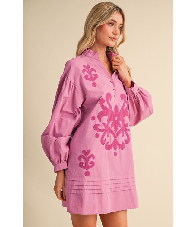 Holly Orchid Bloom Embroidered Applique Dress